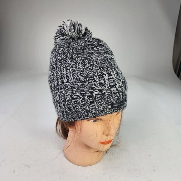 Rebecca Minkoff Black Gray Winter Beanie Pom Pom Knit Hat Snow Beanie Hats - Picture 4 of 8